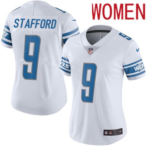 Cheap Women Detroit Lions 9 Matthew Stafford Nike White Vapor Limited NFL Jersey